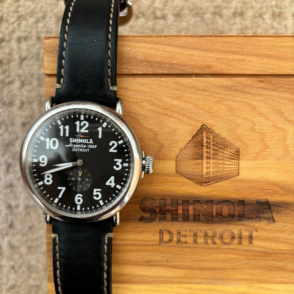 Black Shinola 47mm Watch with Black Strap